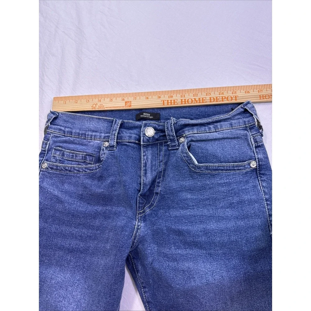 True Religion Ricky Relaxed Straight Jeans Mens 31 Blue  Thick Stitch